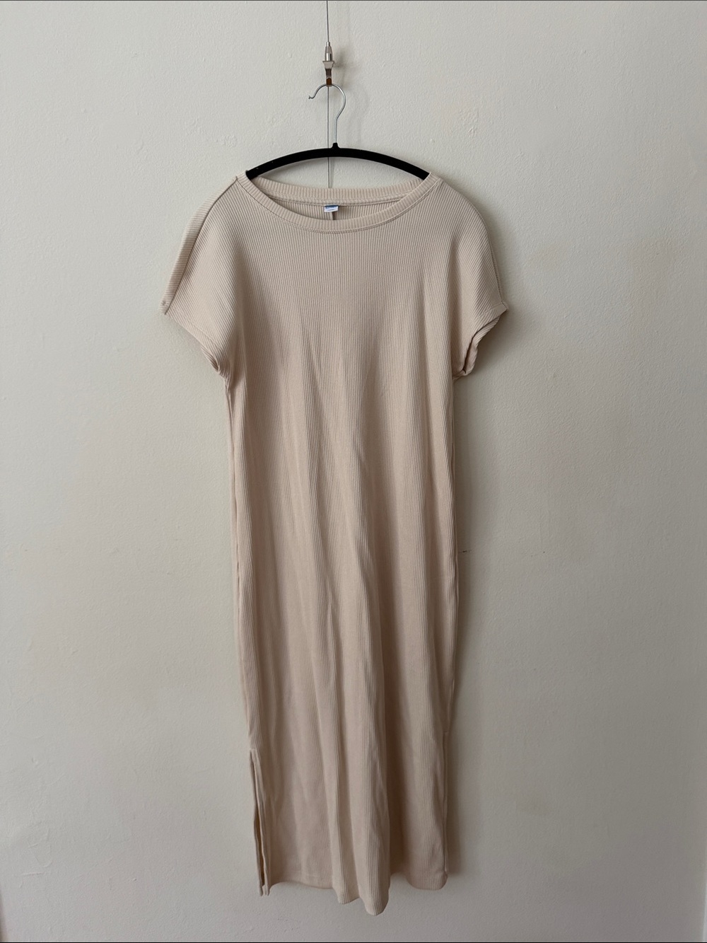 Old Navy Beige Midi T-Shirt Dress